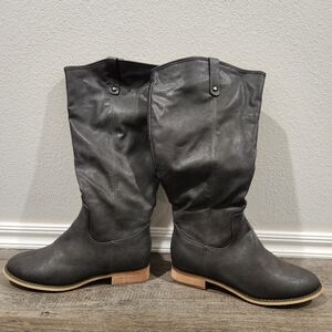 Elegant Charcoal Heeled Boots